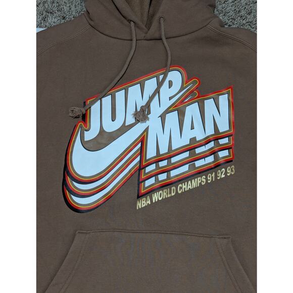 Nike Jordan Jumpman Fleece Pullover Hoodie Archaeo Brown Sweatshirt Mens Medium - Picture 6 of 6